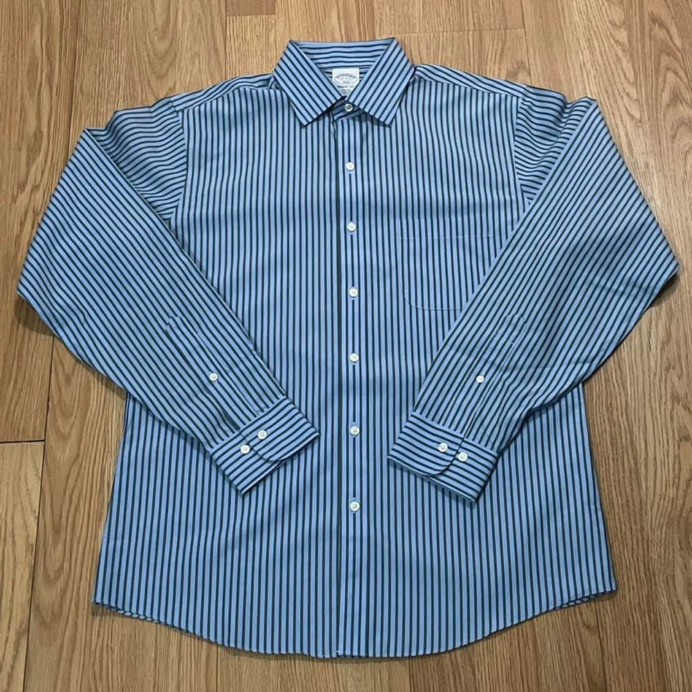 Brooks Brothers 1818 Men’s 15x4/5 M Long Sleeve Button Down Shirt Blue Striped